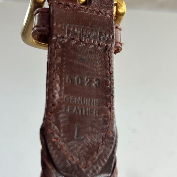 Talbots Womens Belt Brown Tan Braided Leather 90\'s Size Large main image 4